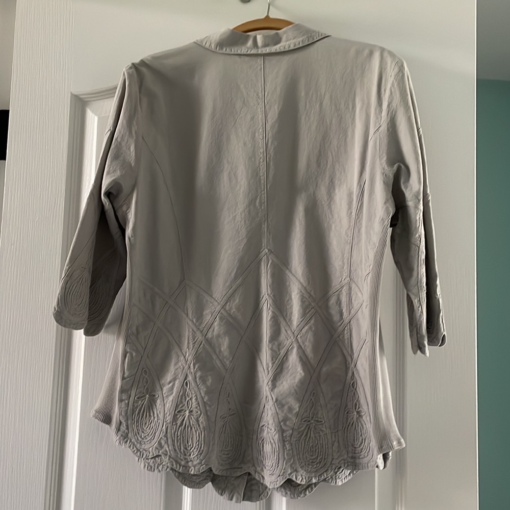 Soft Surroundings Grey-Taupe Button-Down Shirt LARGE